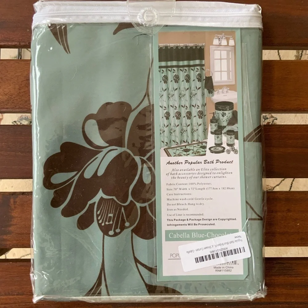 Shower Curtain Blue Chocolate Fabric “Cabella” by Popular Bath 70 x 72 in
